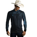 Camisa Agro Brk Camo Long Horn Brasil Azul com Proteção Solar UV50+